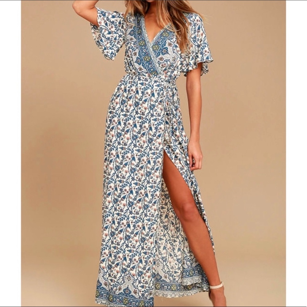 Lulus boho wrap maxi dress